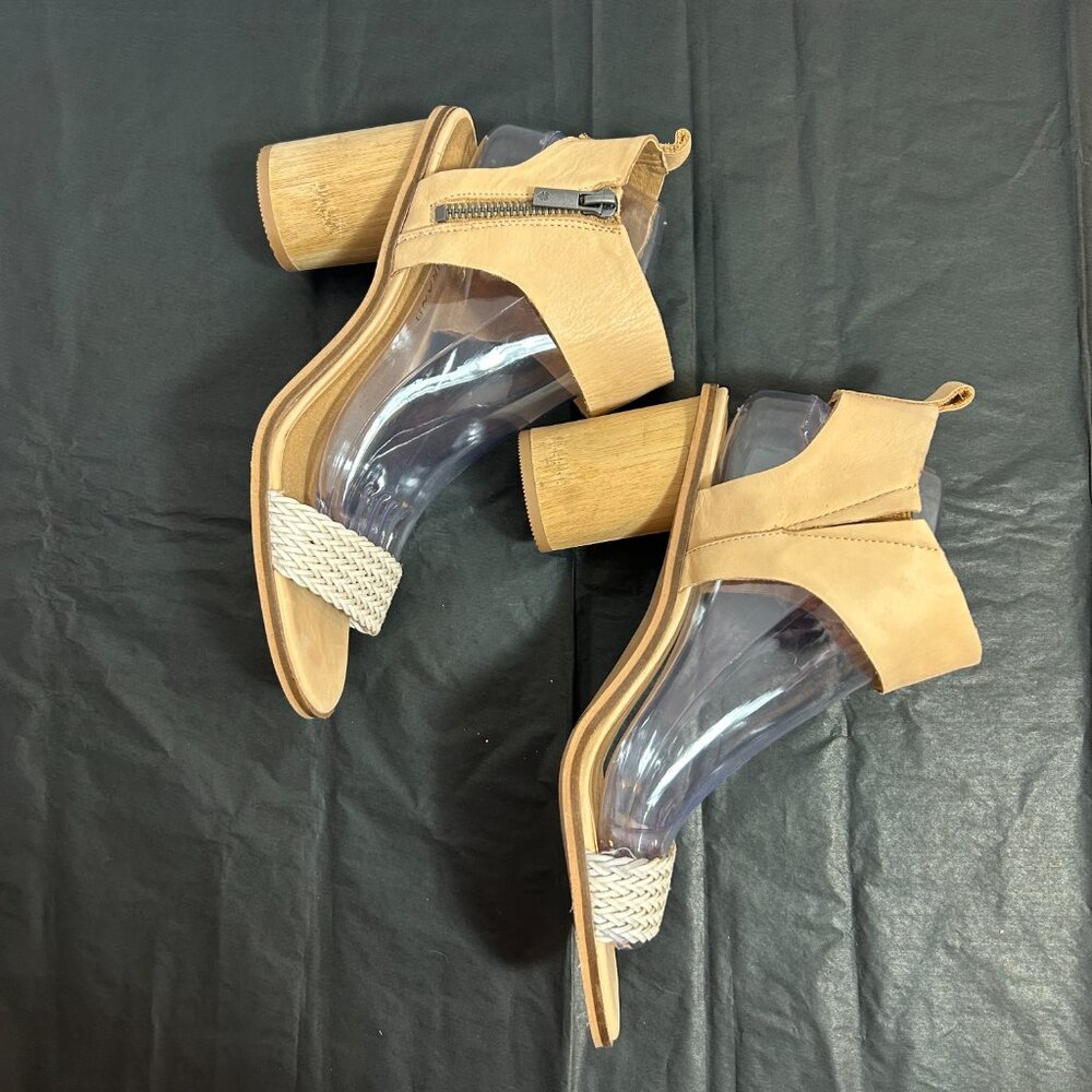 Lucky Brand Pomee heeled sandals with an ankle strap and braided toe strap 8.5 - Picture 4 of 7